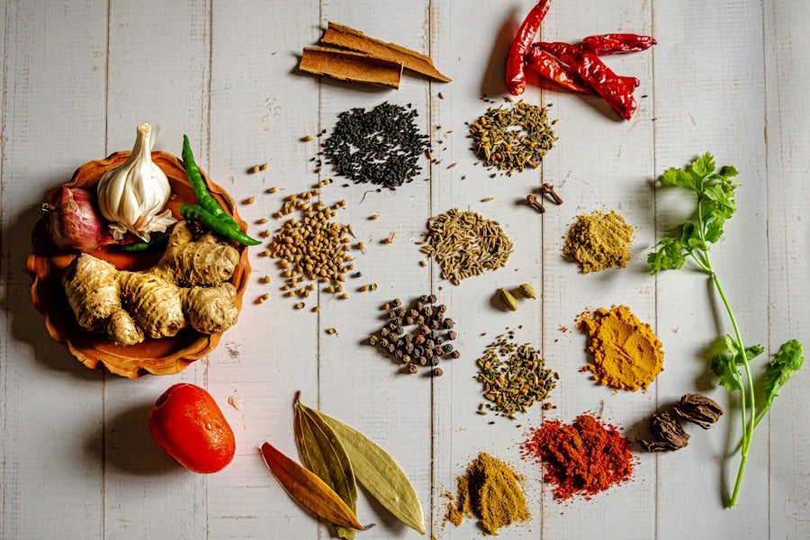 Natural spices flat-lay